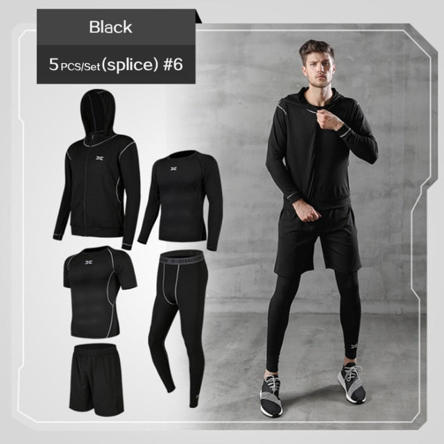 5 Pcs/Set Tracksuit Gym Fitness Exercise Compression Sports Suit