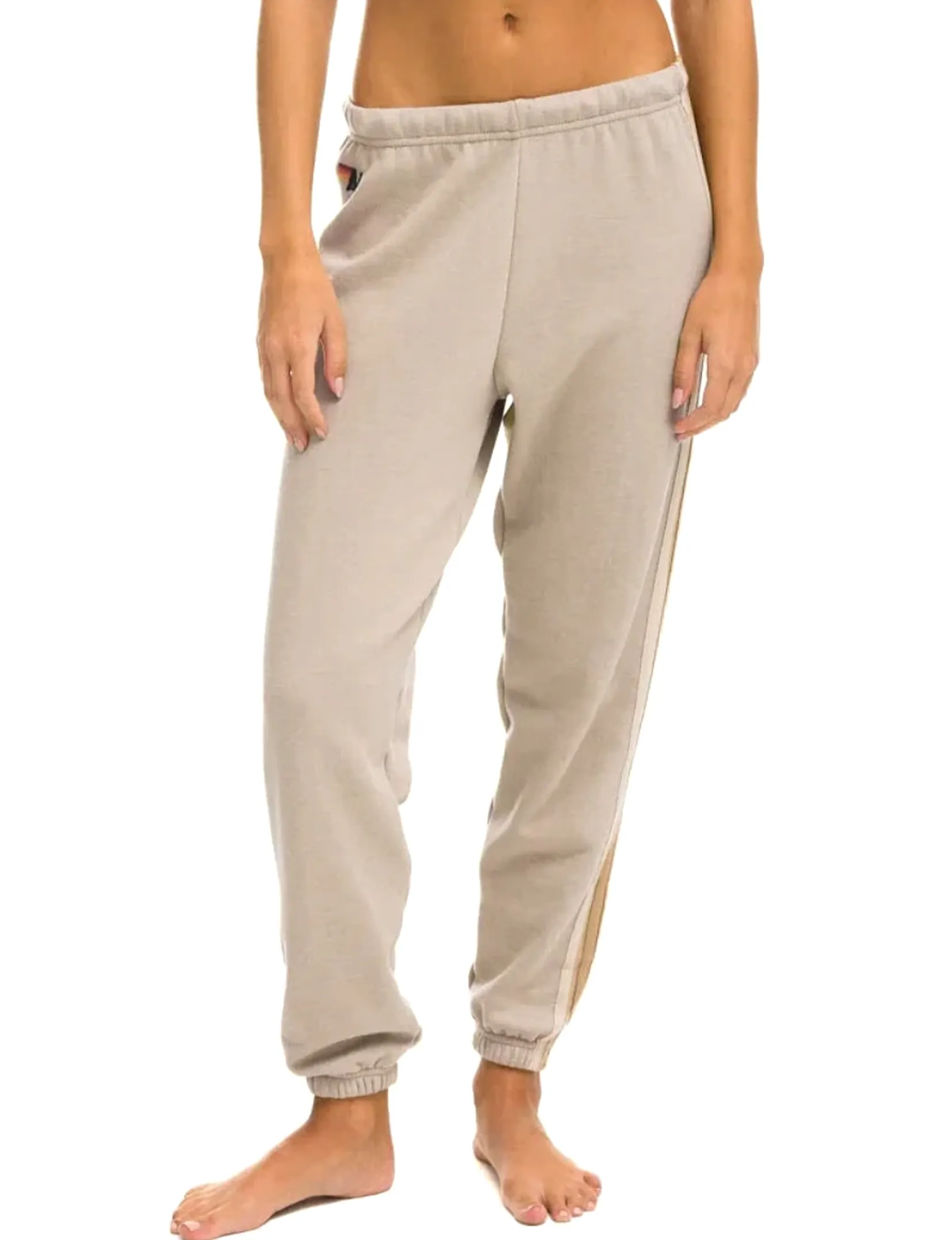 5 Stripe Womens Sweatpants, Sand/Tan