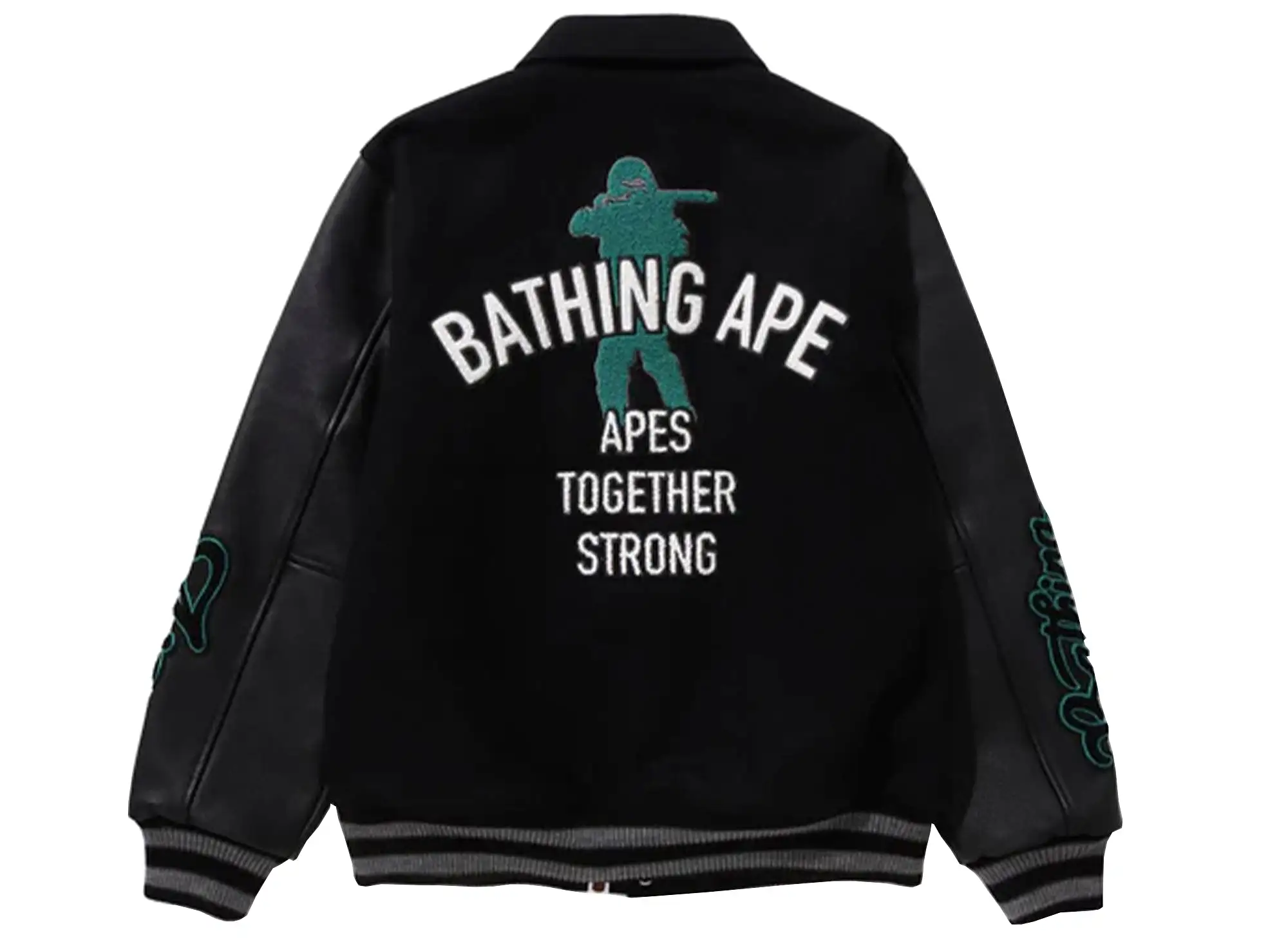 A Bathing Ape Bape Varsity Jacket in Black xld