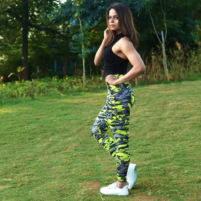 Allure Leggings: Neon Fusion Camo- Sale