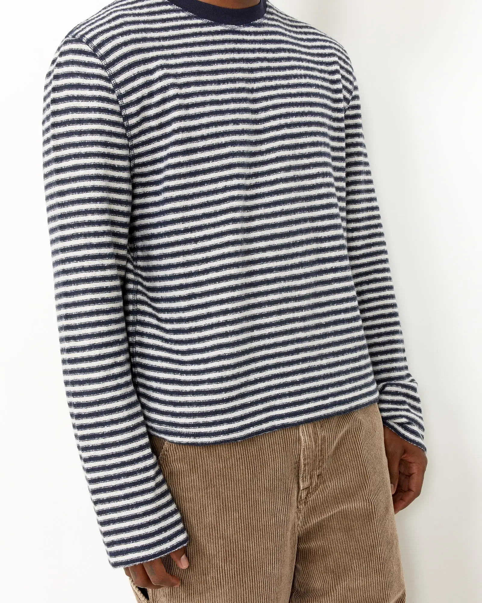 Artist Round Neck Knit in Malaga Stripe Brushed Cotton