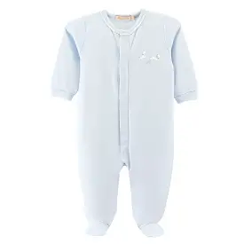 Baby Club Chic - Baby Blue Lamb Embroidered Footie