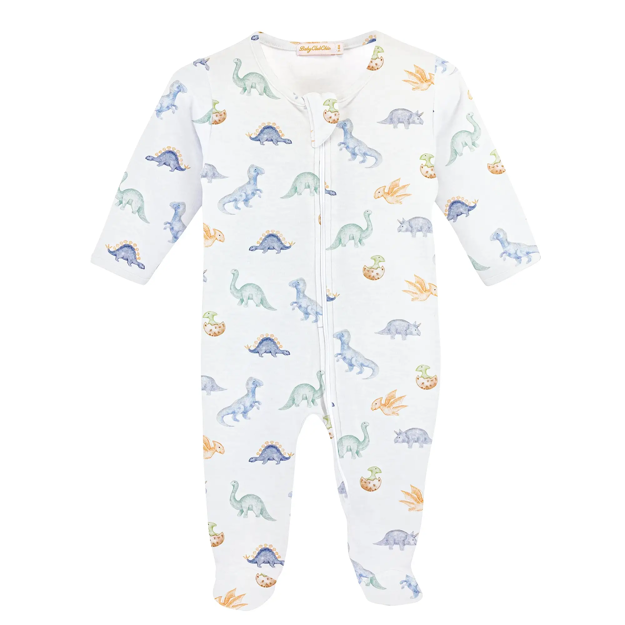 Baby Club Chic - Baby Dinos Zip Footie