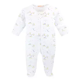 Baby Club Chic - Blue Baby Lambs Zip Footie