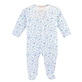 Baby Club Chic - Blue Begonias Zip Footie