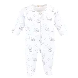 Baby Club Chic - Blue Bubbly Elephant Zip Footie