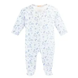 Baby Club Chic - Blue Bunnies Zip Footie