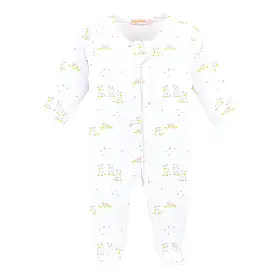 Baby Club Chic - Pink Baby Lambs Zip Footie