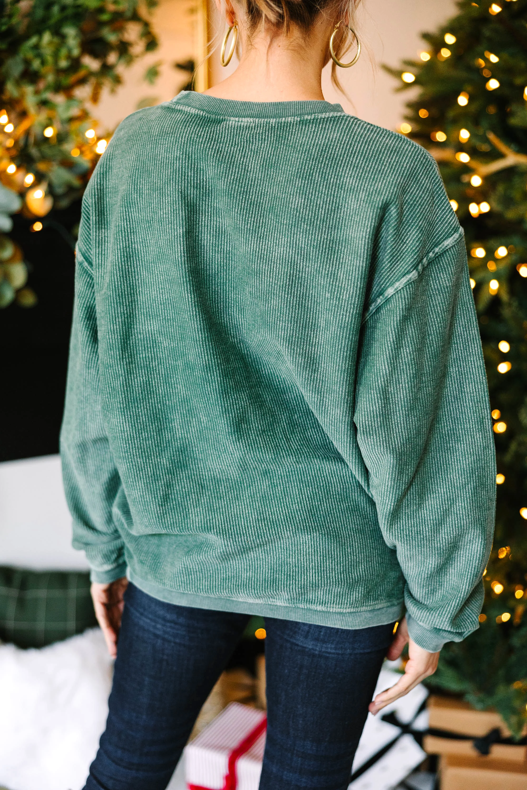 Bride Green Corded Embroidered Sweatshirt