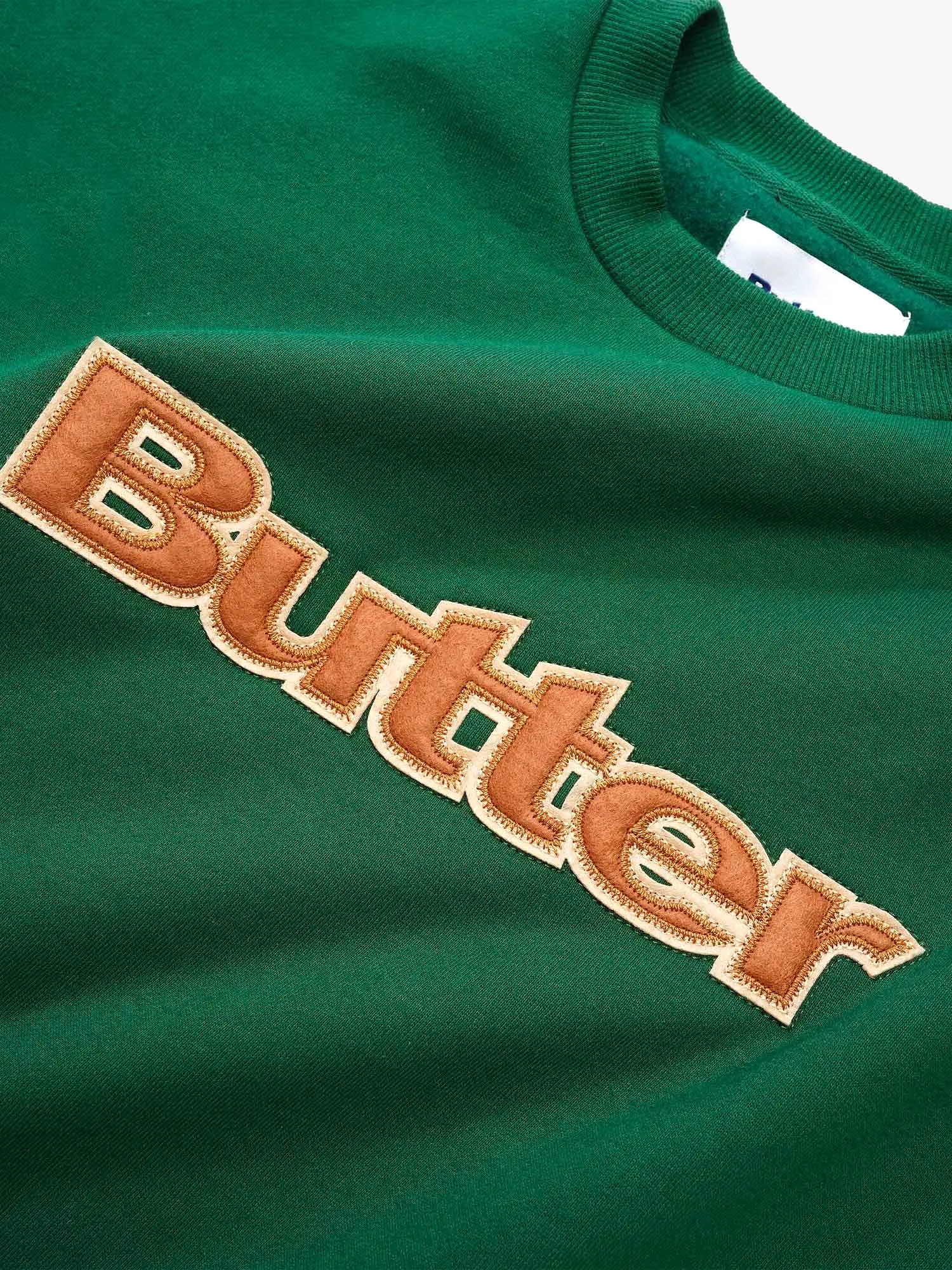 Butter Goods Felt Logo Applique Crewneck - Forest