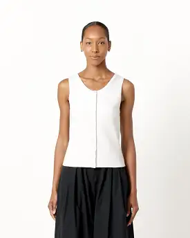 Button U-Neck Vest in Light Grey