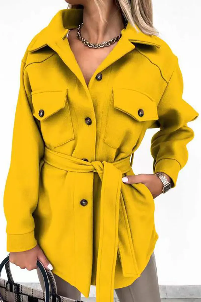 Casual Solid Patchwork Turndown Collar Outerwear(9 colors)