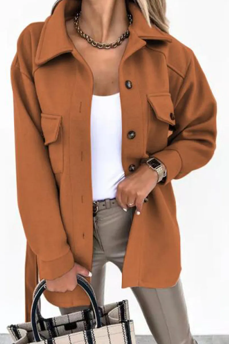 Casual Solid Patchwork Turndown Collar Outerwear(9 colors)