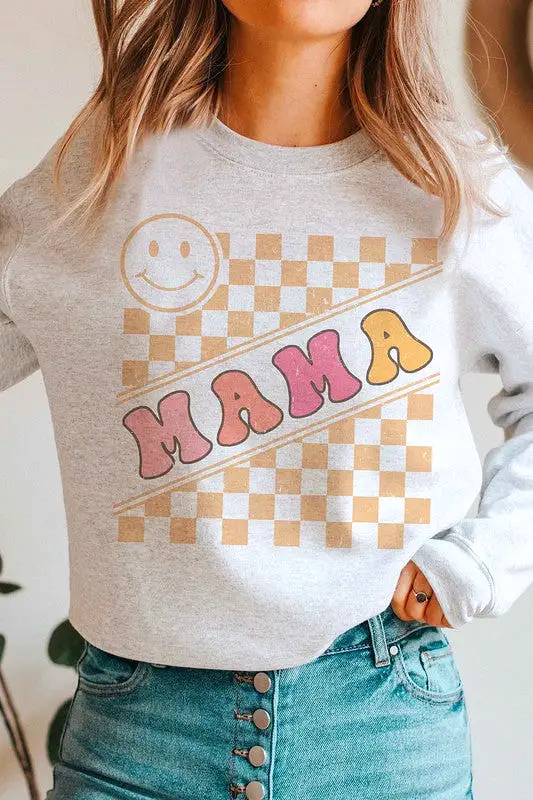 CHECKERED MAMA GRAPHIC SWEATSHIRT