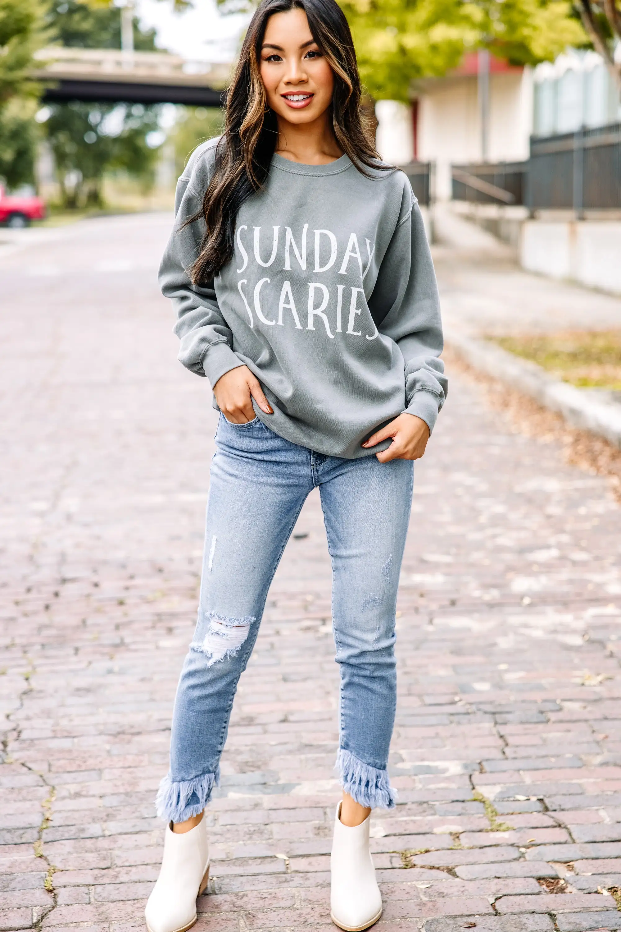 Comfort Colors: Sunday Scaries Gray Graphic Sweatshirt