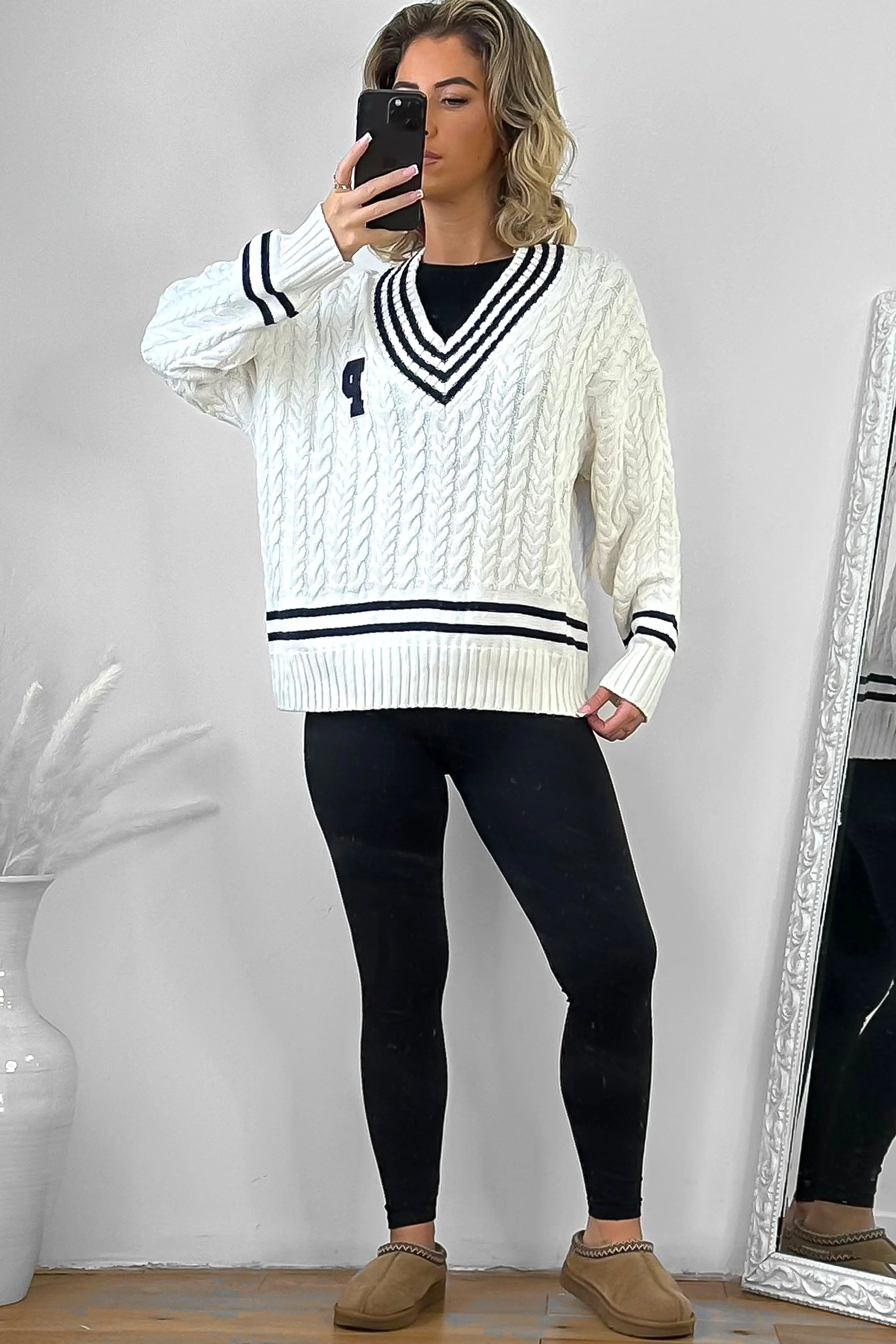 Contrast Details Varsity Pullover