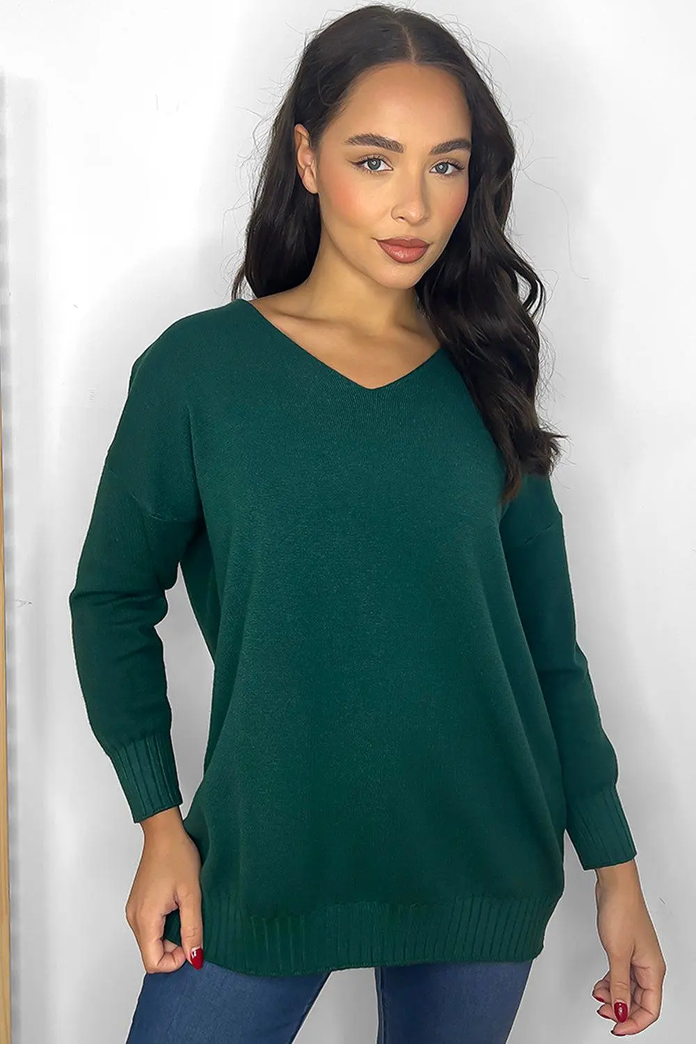 Deep V-Neck Soft Relaxed Fit Pullover