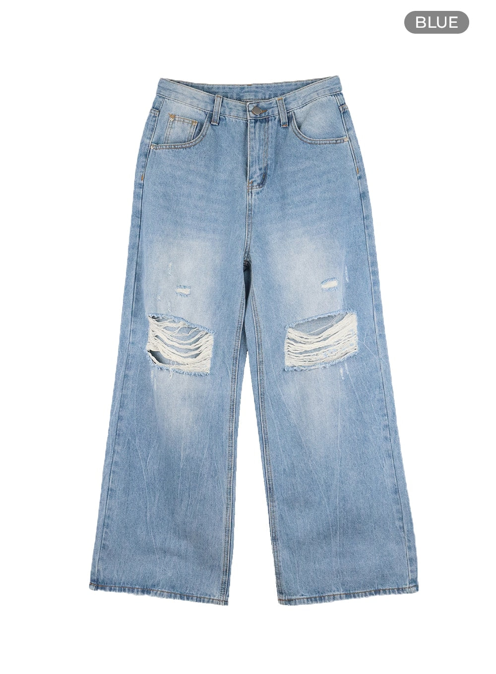 Destroyed Vintage Baggy Straight Jeans OM426