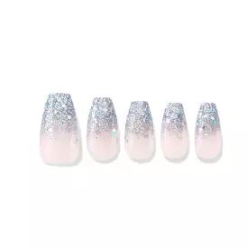 Finger Suit After Party Nails 40pcs Hand Artificial Fake Nails Long Pretty Art Tips Beauty Silver Glitter