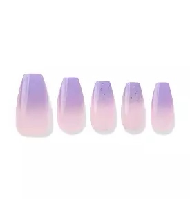 Finger Suit Purple Haze Nails Hand Artificial Fake Nails Long Pretty Home Art Tips Beauty Coffin Shape Press On Ombre Gradation 