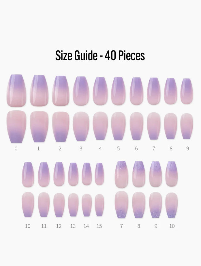 Finger Suit Purple Haze Nails Hand Artificial Fake Nails Long Pretty Home Art Tips Beauty Coffin Shape Press On Ombre Gradation 