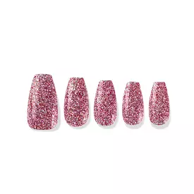 Finger Suit Rose Sprinkle Nails 40pcs Hand Artificial Fake Nails Long Pretty Art Tips Beauty Pink Coffin Shape Press On Gliter