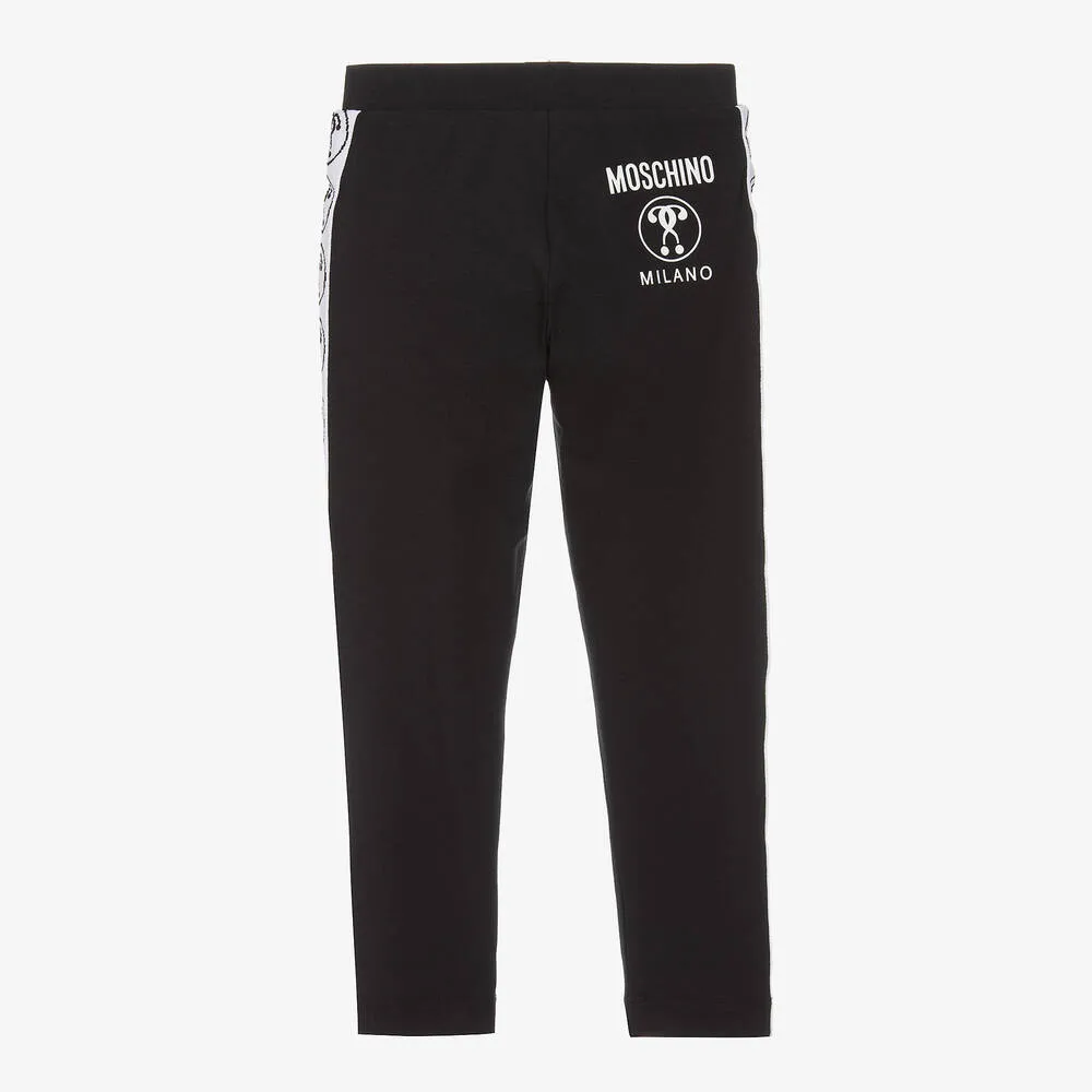 Girls Black Logo Cotton Leggings