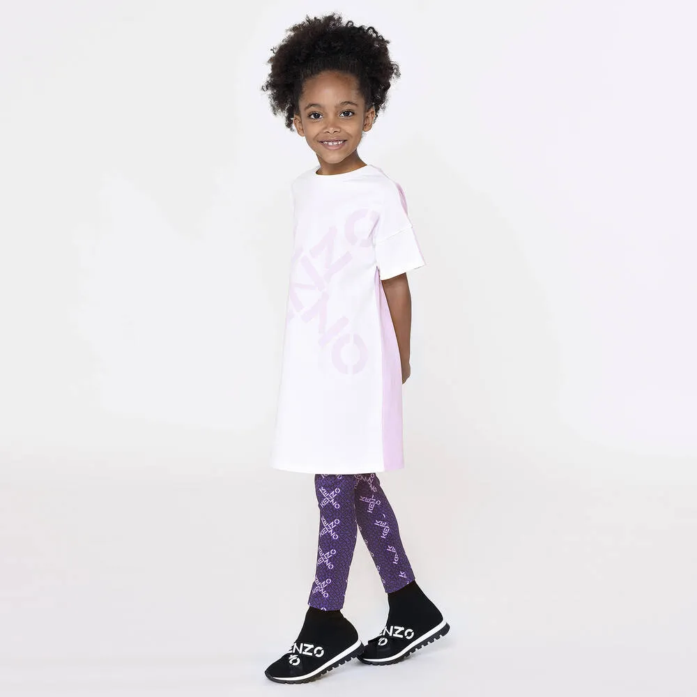 Girls Purple Logo Leggings