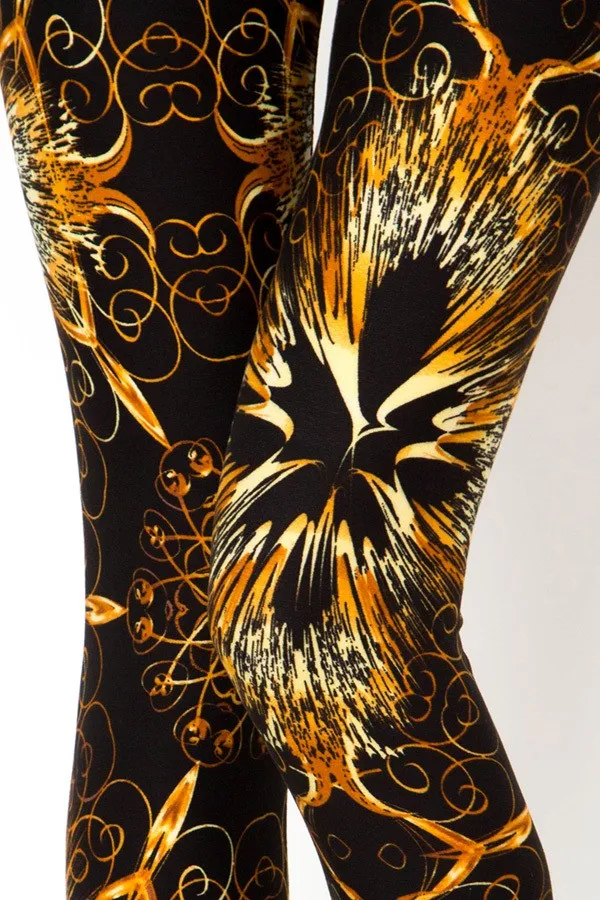 Golden Burst Print Soft Leggings