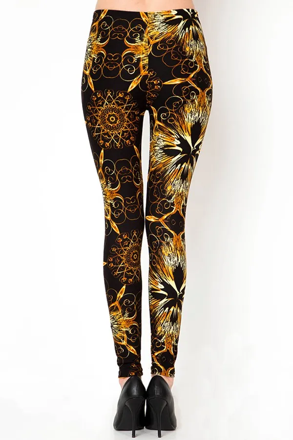 Golden Burst Print Soft Leggings