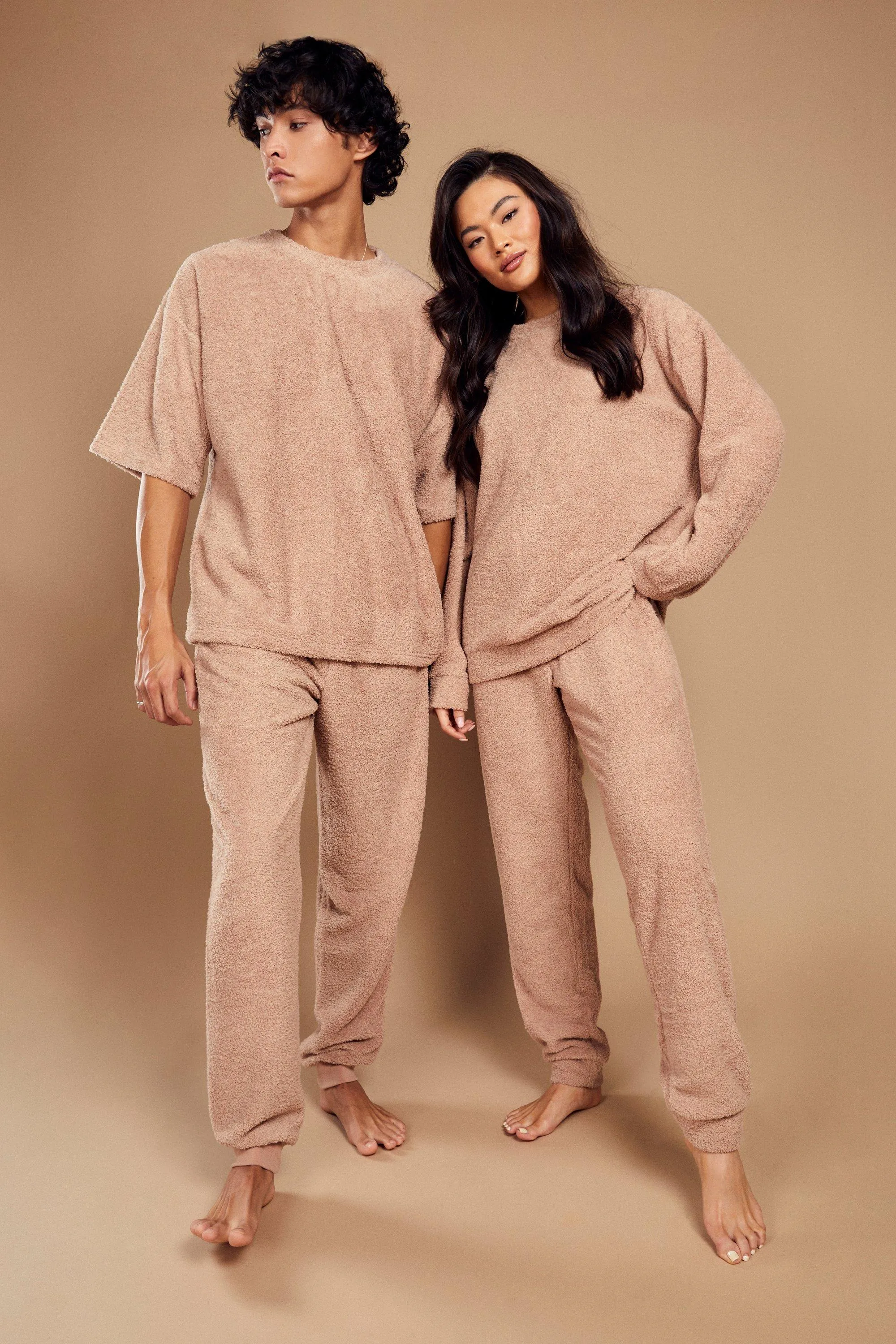 His Teddy Oversized Tee Loungewear Jogger Set