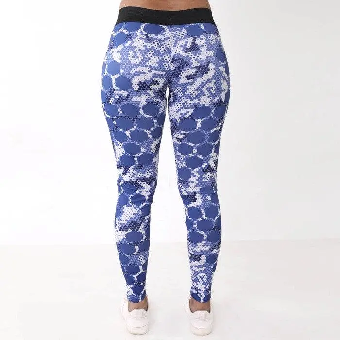 Honeycomb Blue Leggings: Tropical Series- Sale