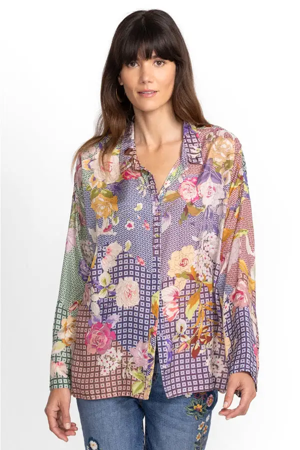 Johnny Was Cathron Mingle Silk Blouse