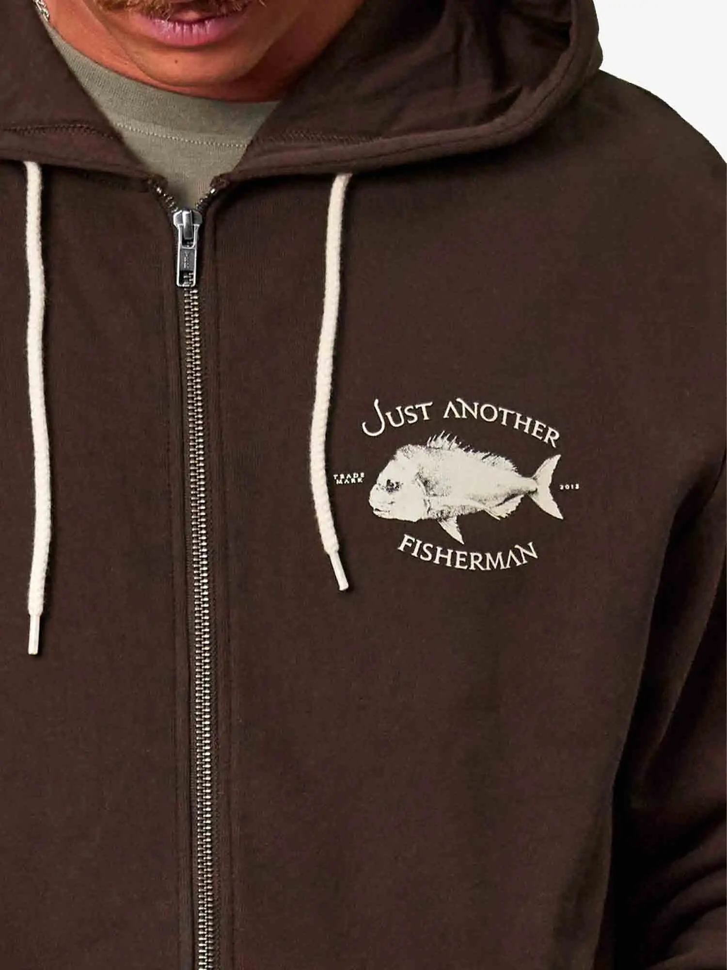 Just Another Fisherman Snapper Logo Zip Hood - Bison