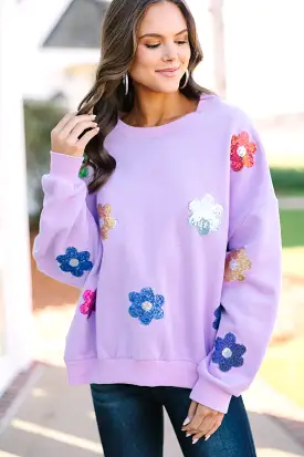 Just My Type Lavender Purple Floral Sweatshirt