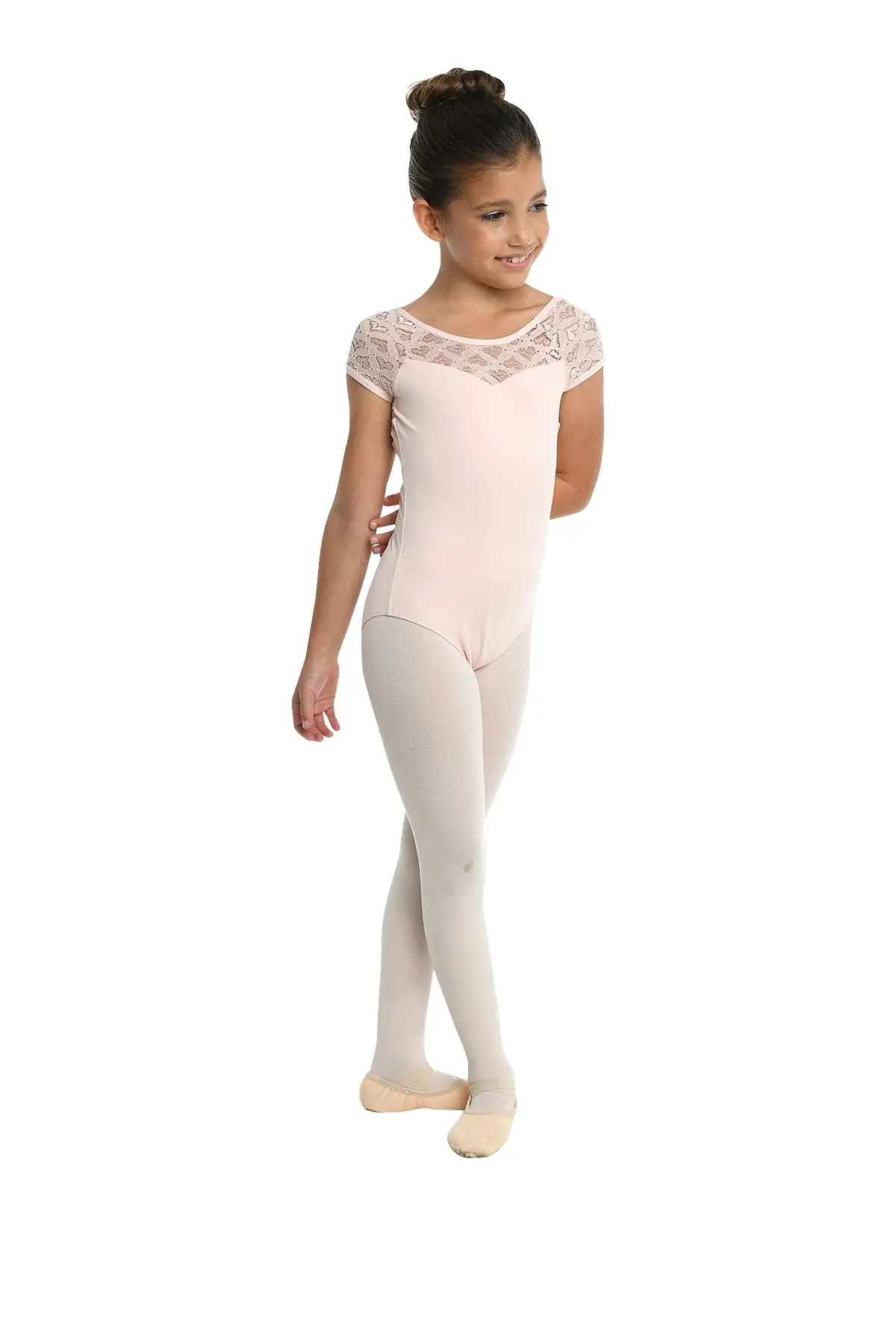 Kids Nicolette Cap Sleeve Heart Lace Leotard