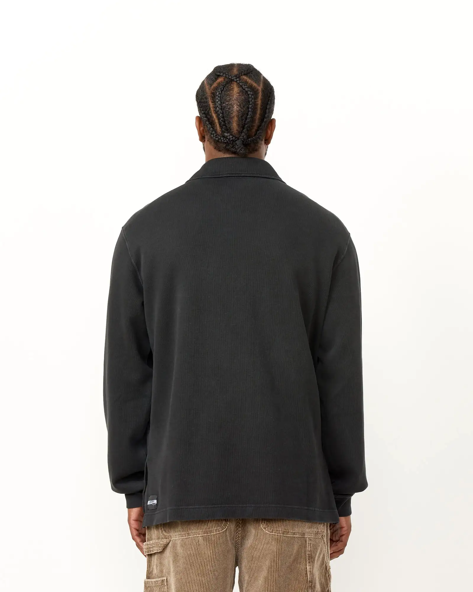 Lad Sweatshirt in Worn Black Athletic rib