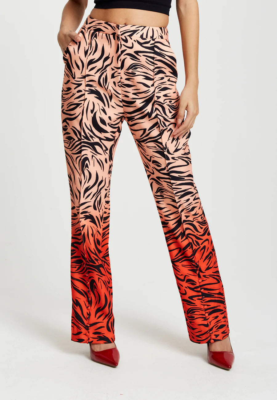 Liquorish Zebra Print Suit Trousers With Slit Detail