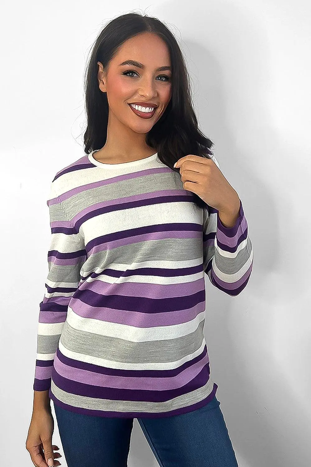 Low Scoop Neck Stripy Jumper