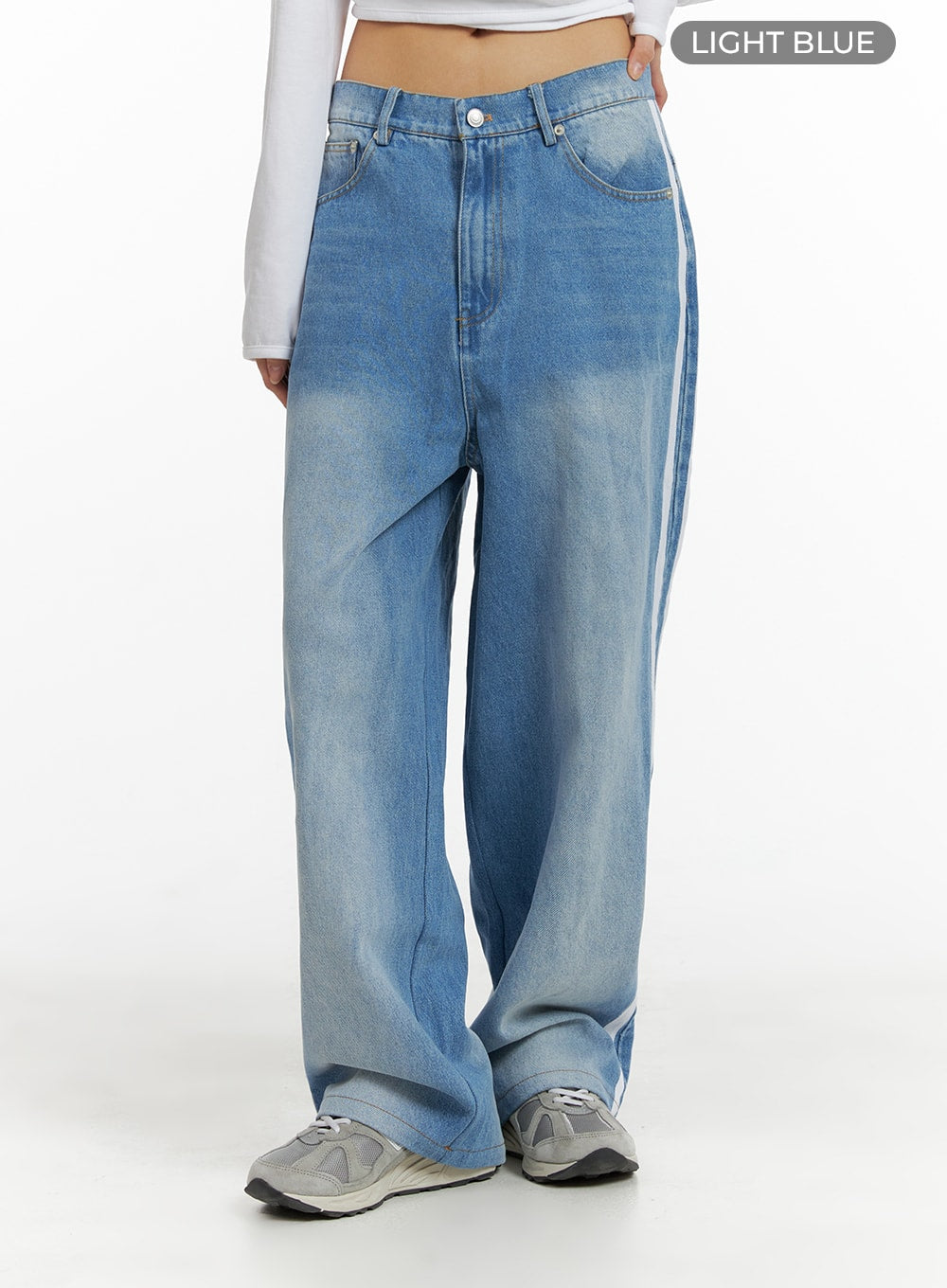 Low Waist Striped Baggy Jeans (UNISEX) CM407