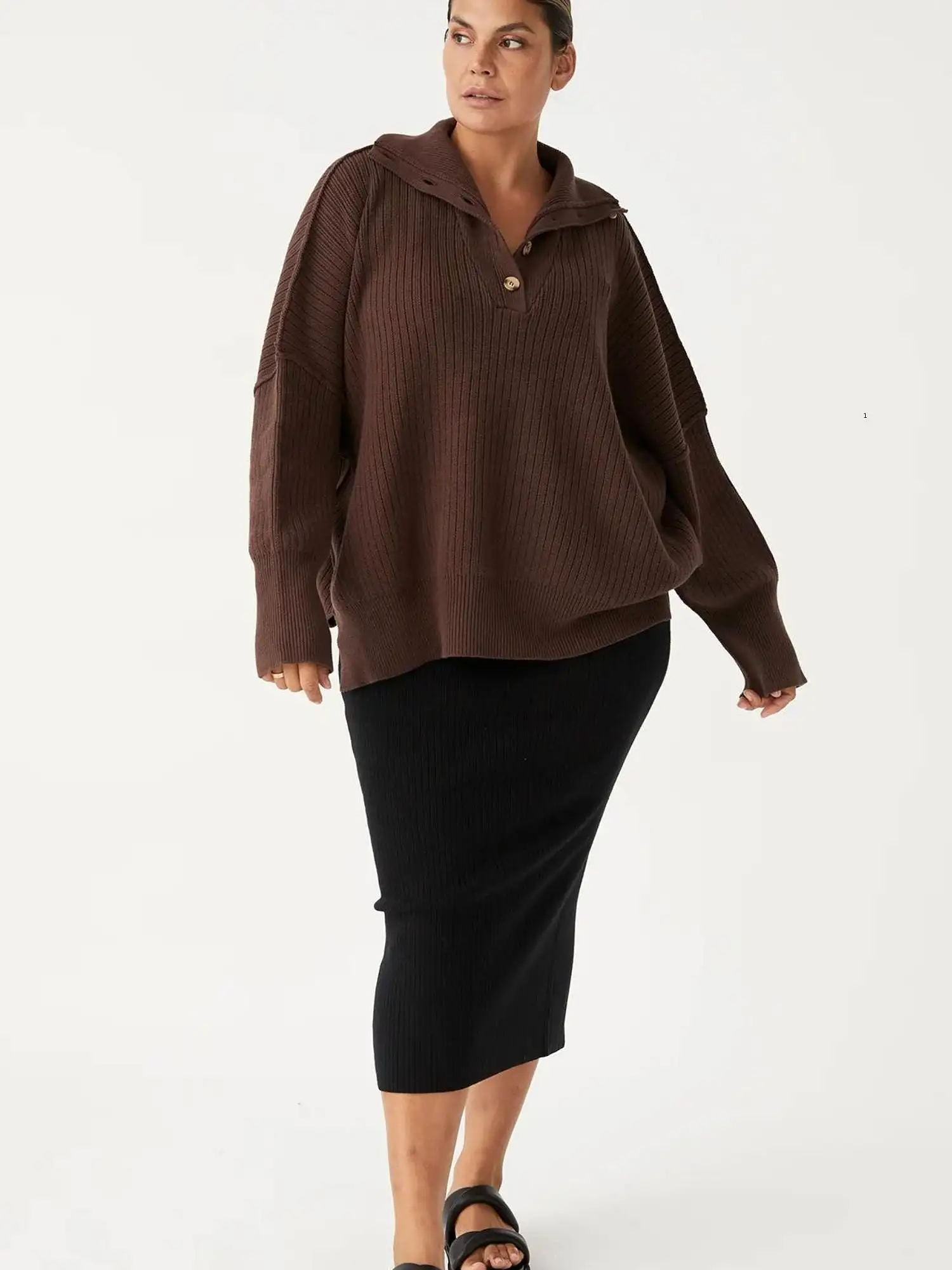 Margo Button Up Sweater | Chocolate