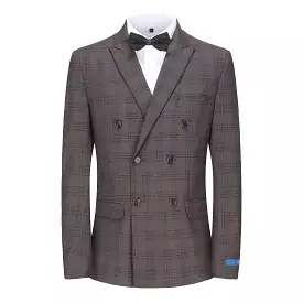 Men's 2-Piece Performance Stretch Double Breasted Blue Check Suit