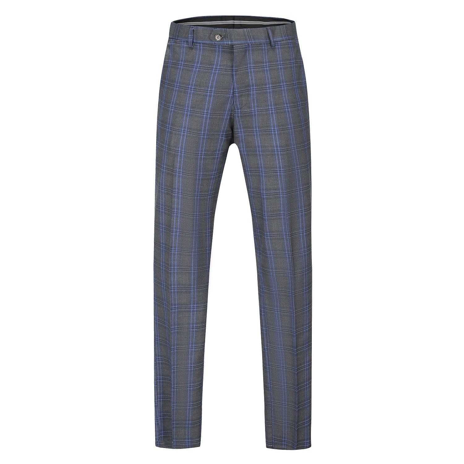 Men's 2-Piece Performance Stretch Double Breasted Blue Check Suit