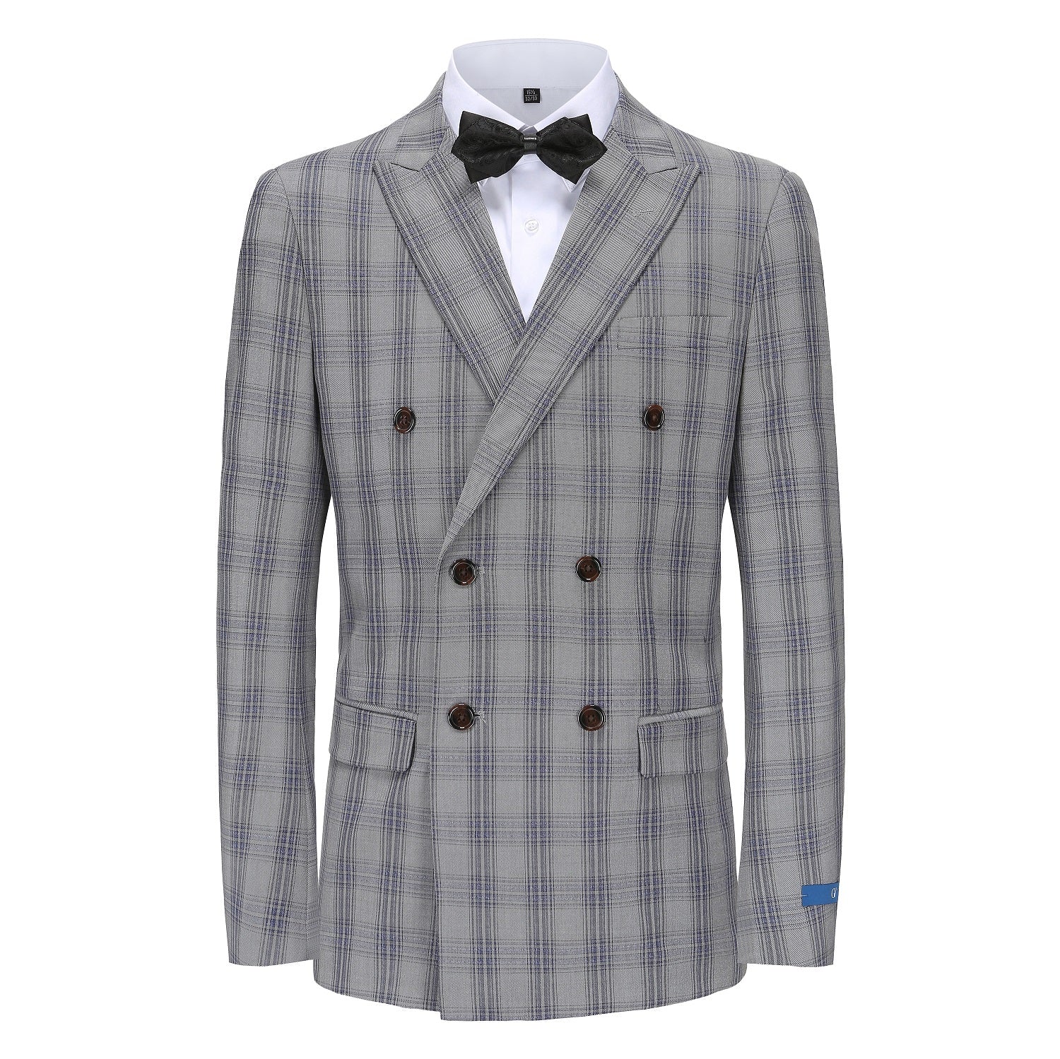 Men's 2-Piece Performance Stretch Double Breasted Blue Check Suit