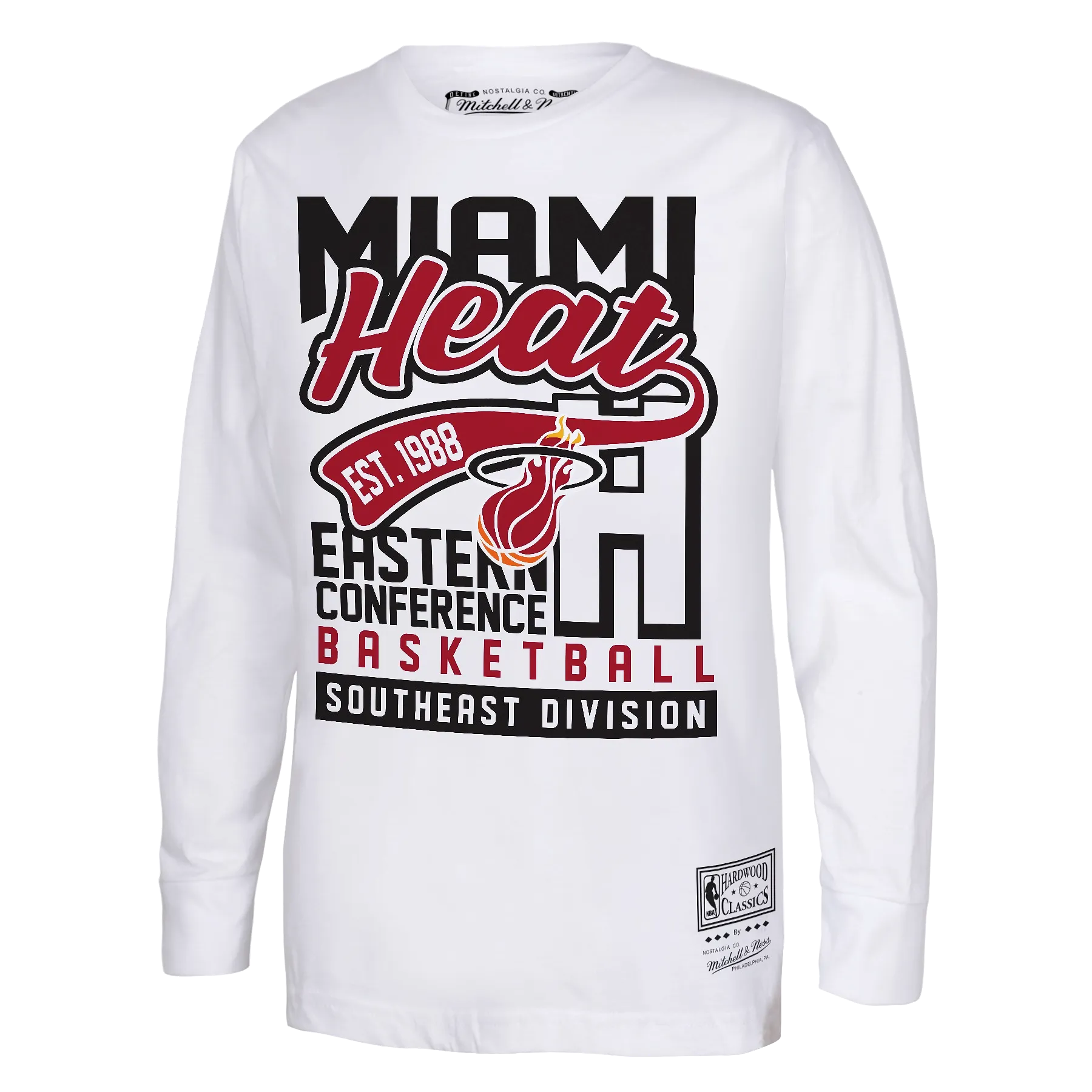 Mitchell & Ness Miami HEAT Tail Sweep Youth Long Sleeve Tee