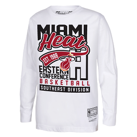 Mitchell & Ness Miami HEAT Tail Sweep Youth Long Sleeve Tee