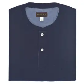 Navy Short Sleeve Waffle Knit Henley