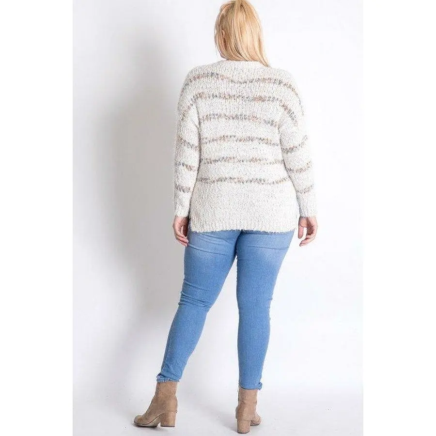 Off white plus size sweater with stripe detail