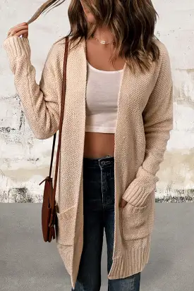 Open front Knit Hooded Cardigan