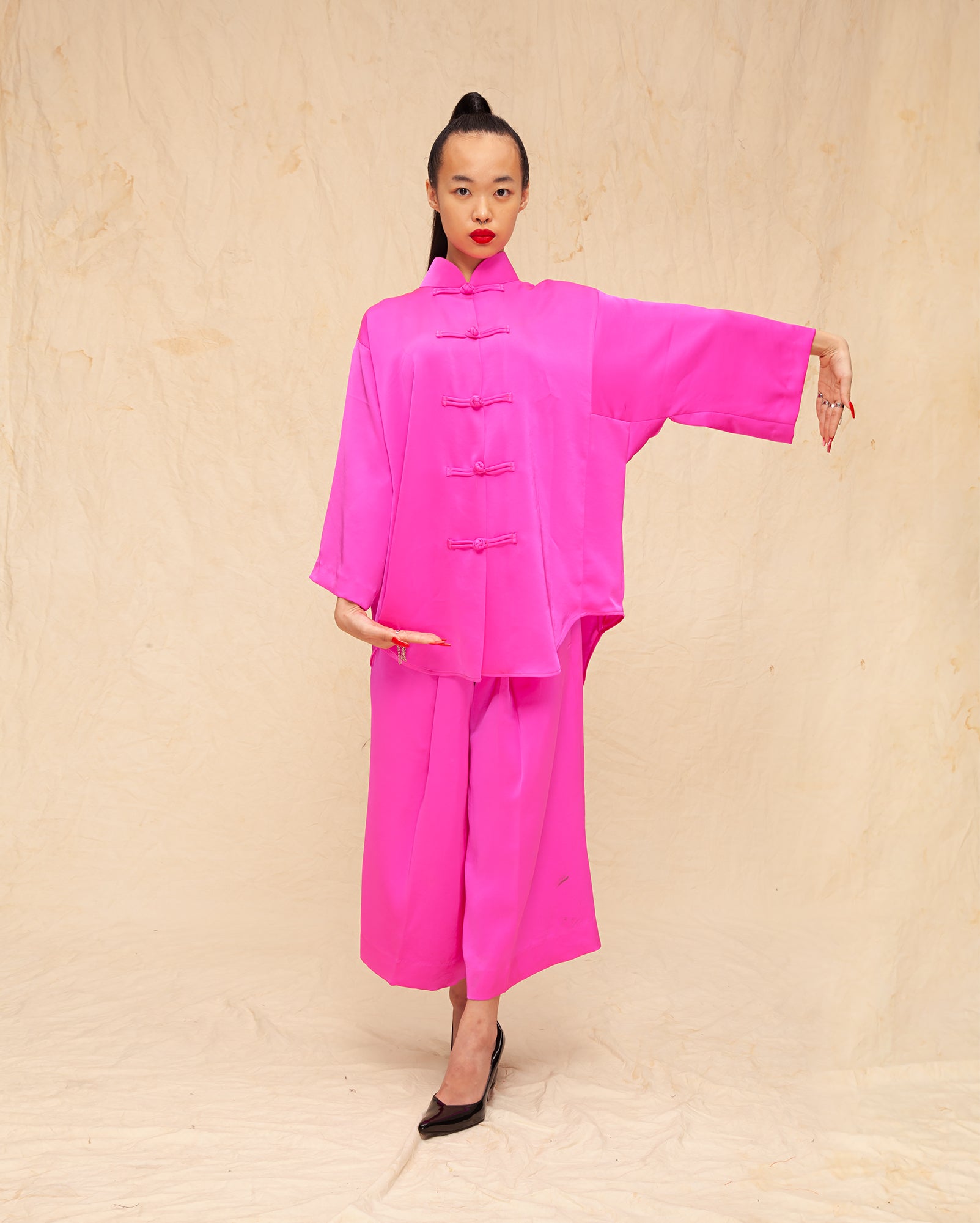 Palazzo Tang Suit (Fuchsia)